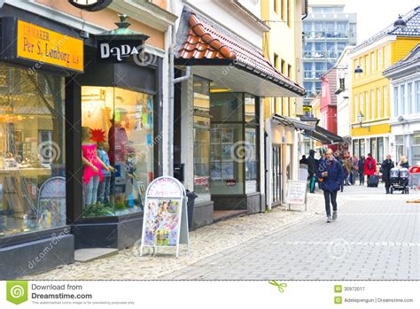 Pedestrian Shopping Street Bergen Norway Editorial Photography Image