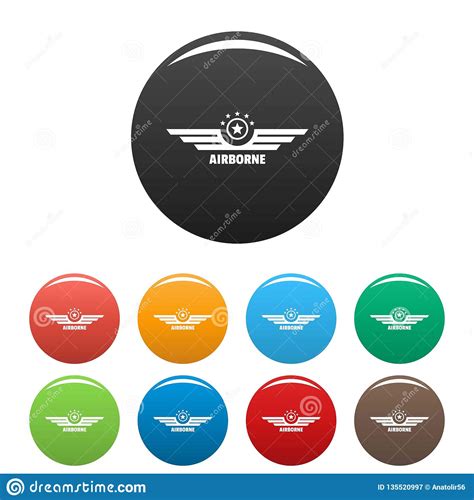 Airborne Icons Set Color Stock Vector Illustration Of Logo 135520997
