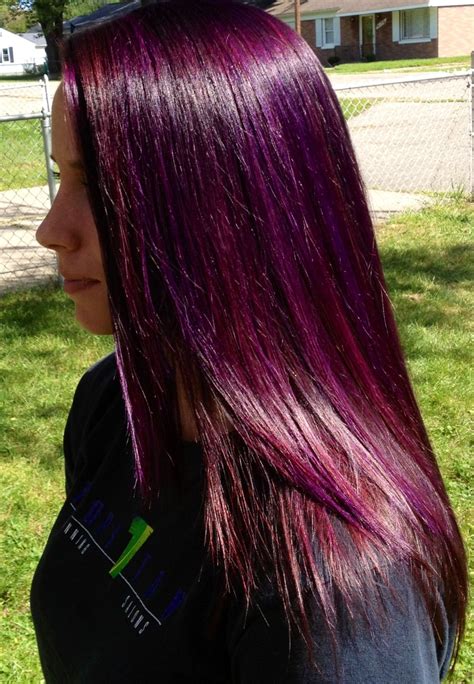 purple highlights w a red purple base purple red hair color copper hair color trendy hair