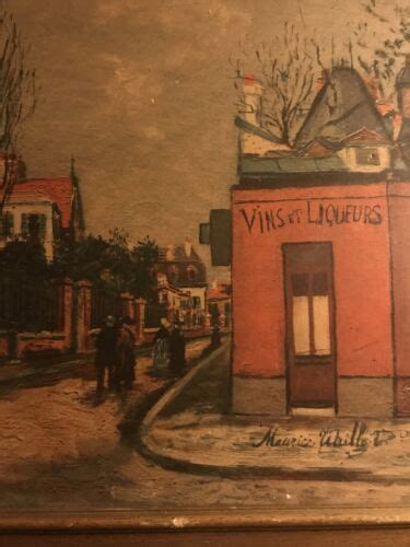 Maurice Utrillo Vins Et Liqueurs Print Art Signed Pressboard