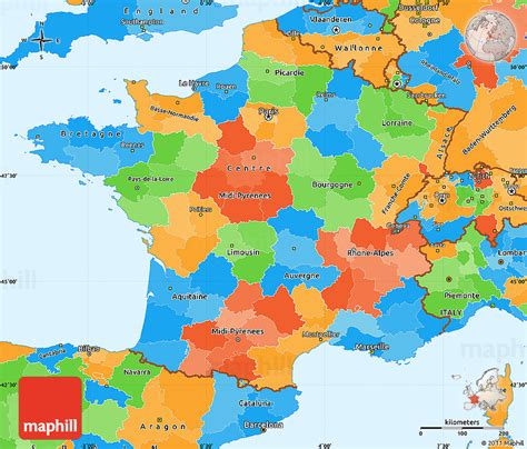 Political Simple Map Of France