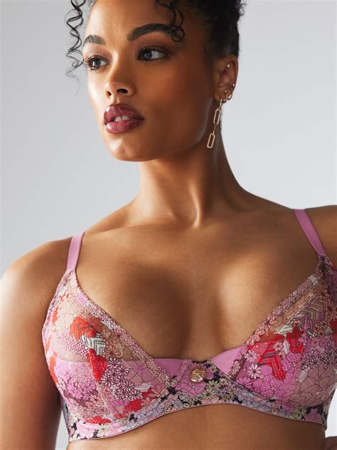 Penthouse Sweet Lace Quarter Cup Bra In Multi And Pink And Purple Savage