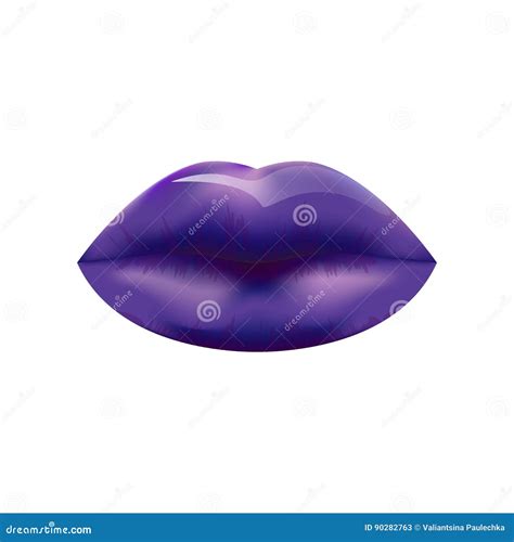 Blue Lips On White Background Vector Cartoon Vector
