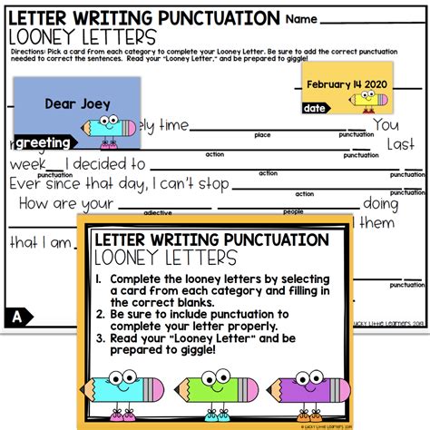 2nd Grade Grammar Center Letter Writing Punctuation Lucky Little