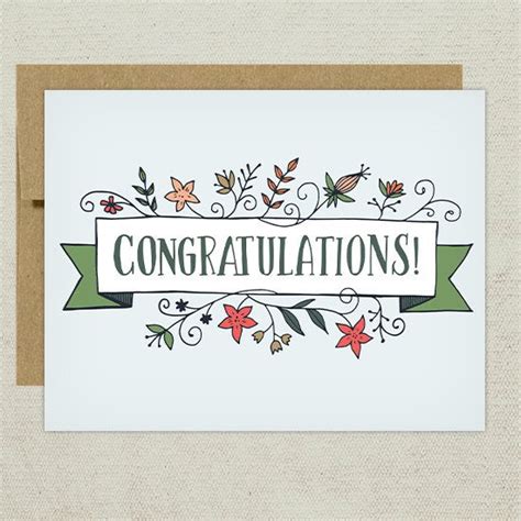 Congratulations Greeting Card Hand Drawn Paper Goods Greeting Card