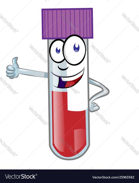 Cartoon Colorful Blood Test Tube Mascot Isolated Vector Image