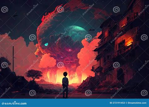 The Light of Hope Amidst the Shadows AI Generated ILLUSTRATION Stock