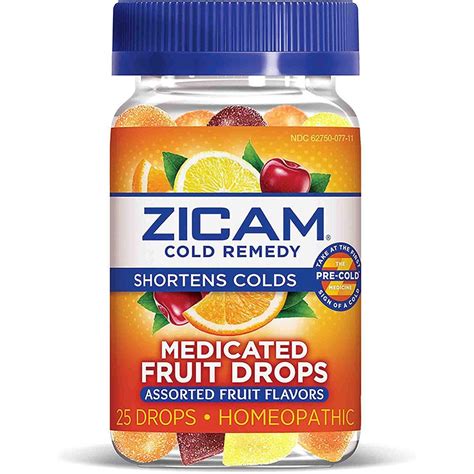 Zicam Cold Remedy Medicated Fruit Drops Assorted 25 Count Cold Remedies Homeopathic Cold