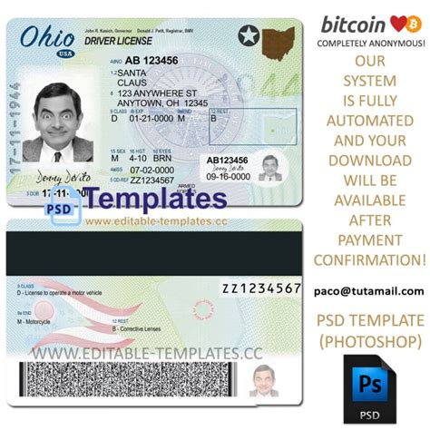 Fully Editable Ohio New Driving Licence Psd Template