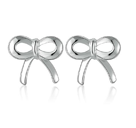 Sterling Silver Stud Bowknot Earring Fashion Charms Jewelry Luxury