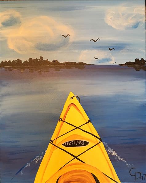 Connie Kayak Adventure Boat Painting Acrylic Kayak Art Rock