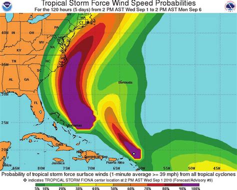 Wind Speed Probabilities For 1 Min Tropical Storm Force Winds At Least