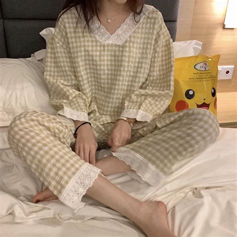 Korean Style Sweet Girl Plaid Pajamas Set 2 Colors On Storenvy