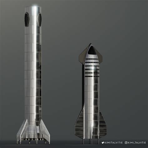 Spacex New Starship Next To Super Heavy Booster By Kimi Talvitie