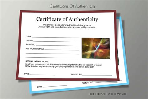 Certificate Of Authenticity Full Psd Template V