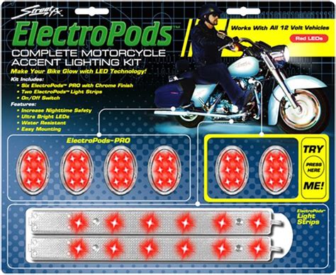 Street Fx 1042433 Electropods Redchrome Motorcycle Oval