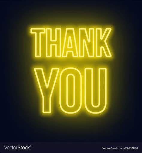 Neon Lettering Thank You On A Dark Background Vector Image