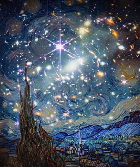 Van Goghs Starry Night With The First Image Taken From The James Webb