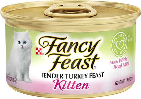 Don't forget that wet food alone won't ensure a healthy kitten! Fancy Feast Kitten Tender Turkey Feast Canned Cat Food, 3 ...