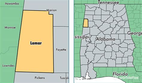 Lamar County Alabama Map Of Lamar County Al Where Is