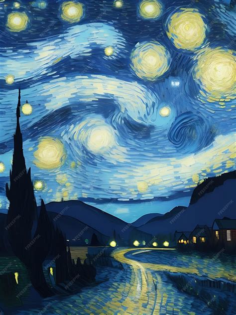Premium Photo | Starry Night Reimagined AI's Brush with Vincent van