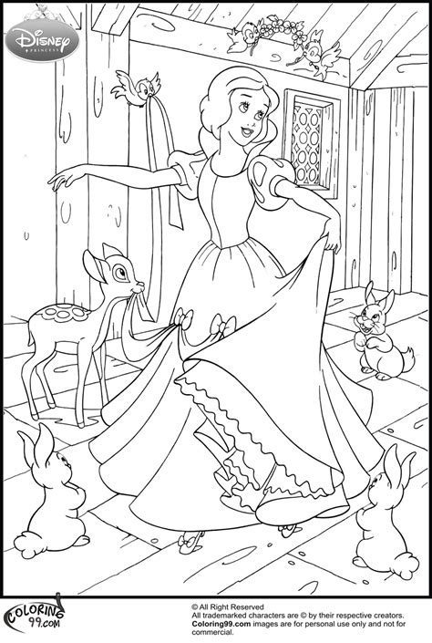 Snow White And Her Animal Friends Coloring Pages Team Colors