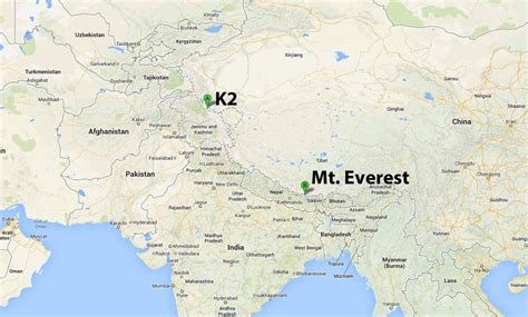 Where Is K2 Located In India Map United States Map