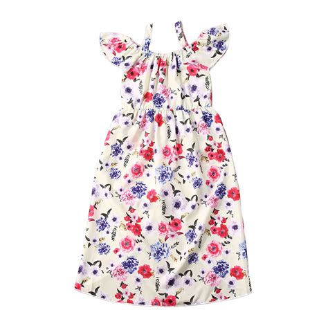 2020 Toddler Kids Baby Girls Dress Rompers Off Shoulder Floral Print
