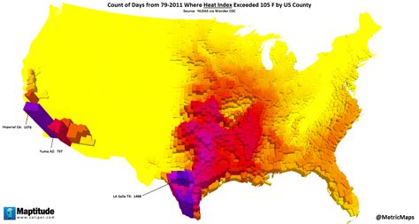 Count Of Days 79 2011 Where Heat Index Exceeded 105 F For Us County