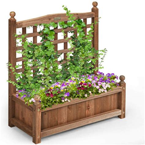 Beautifully Crafted Lattice Garden Wooden Planter Box Climbing Plants