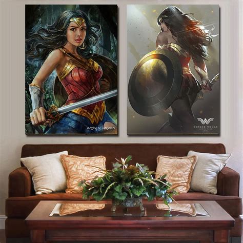Wonder Woman Sexy Lady Colorful Canvas Painting Wall Art Canvas