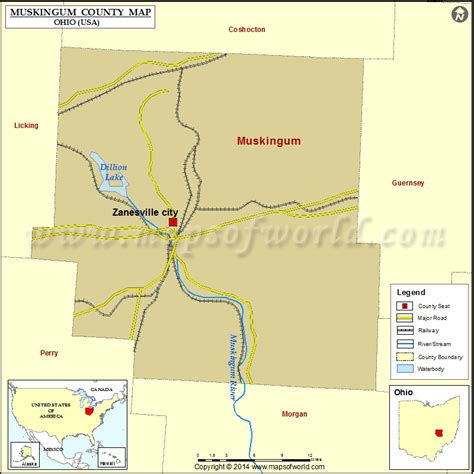Muskingum County Map Map Of Muskingum County Ohio