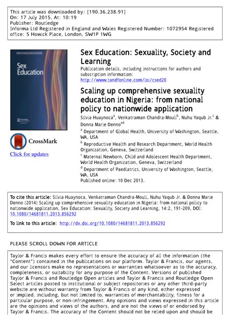 Pdf Scaling Up Comprehensive Sexuality Education In Nigeria From