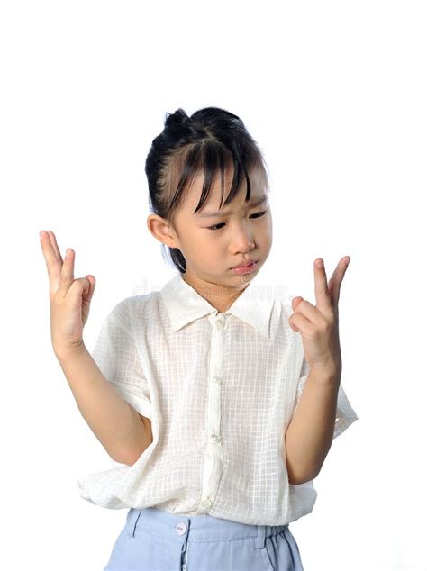 Confused Little Asian Child Do Not Know Answer Of Math Stock Image