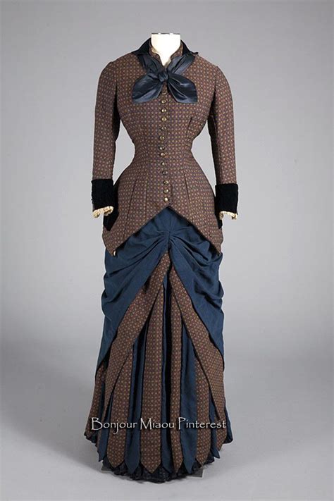 Day Dress Augustine Martin France Ca 1880 Wool Silk Metal