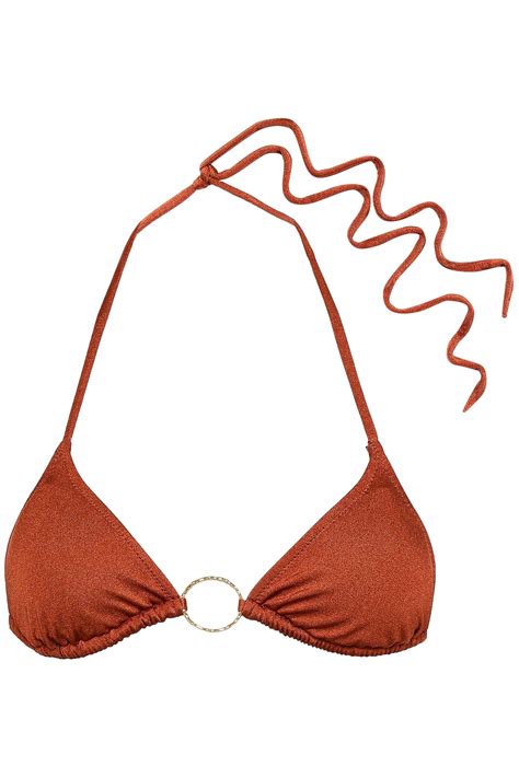 Melissa Odabash Synthetic Miami Embellished Triangle Bikini Top Copper