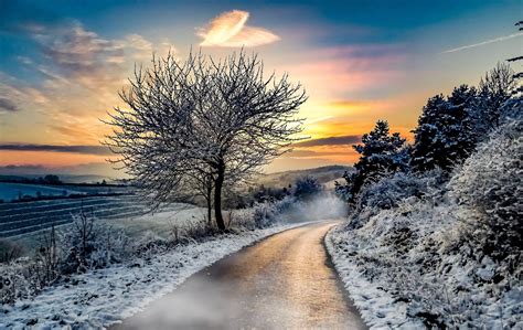 Hintergrundbilder Straße Winter Schnee Landschaft 2040x1288