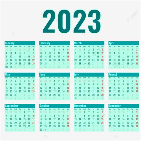Calendário Simples 2023 Ciano Azul Kalender Png Calendário 2023 2023