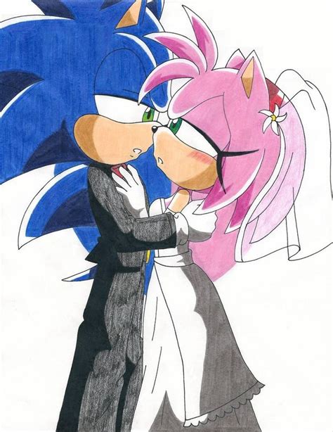 Sonamy Marriage By Redfire199 S On Deviantart Sonic And Amy Amy Rose Drawings