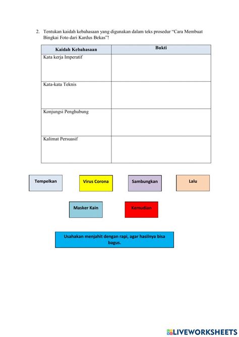 Menganalisis Struktur Dan Kebahasaan Dalam Teks Prosedur Worksheet My