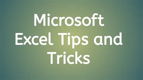 Microsoft Excel Tips And Tricks Youtube