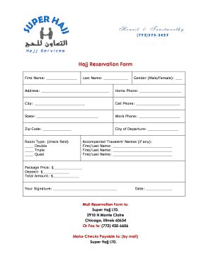 Fillable Online Hajj Reservation Form Fax Email Print Pdffiller