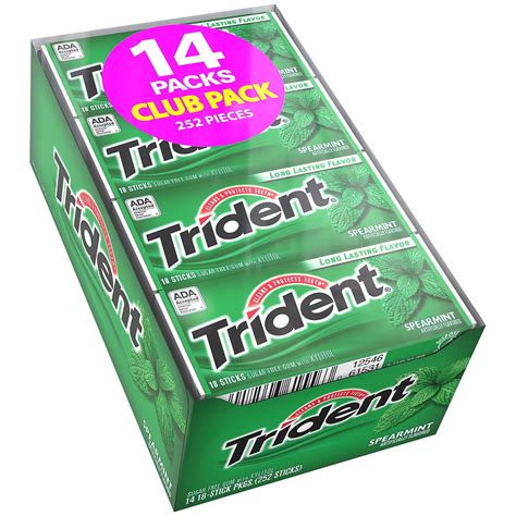 Trident Sugar Free Spearmint Gum 18 Piece Packs 14 Ct