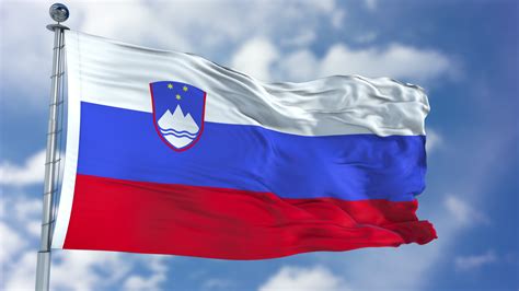 Slovenia Flag In A Blue Sky