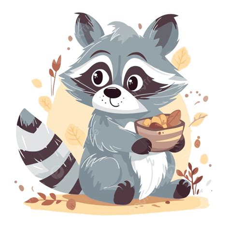 Cute Raccoon Sticker Clipart Cartoon Raccoon And Nut With Cartoon