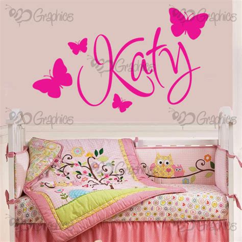 Personalised Name Butterfly Wall Art Girls Room Childrens Kids Sticker