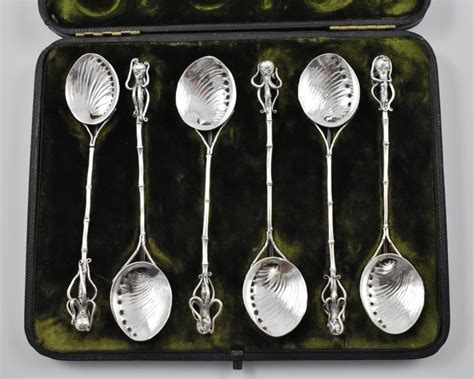 Two Cased Sets Of Six Japanese Sterling Silver Teaspoons By Sadajiro
