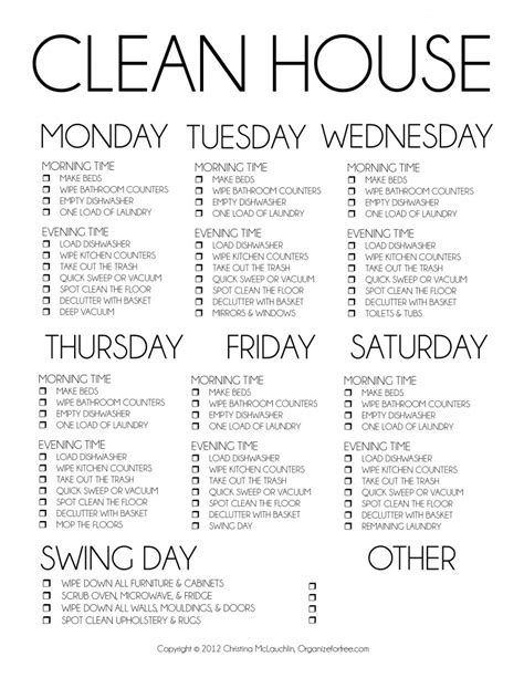 House Cleaning Schedule Cleaning Schedule Printable Weekly Cleaning