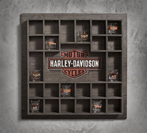 Wooden Shot Glass Display Case Harley Davidson Decor Harley Harley