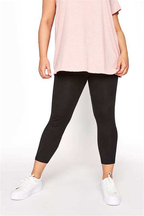 Black Cotton Essential Cropped Leggings Plus Size 16 To 32 Yours Clothing